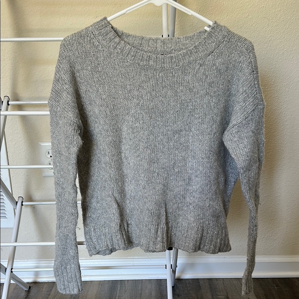 Gray and Silver Boxy Women's Sweater
